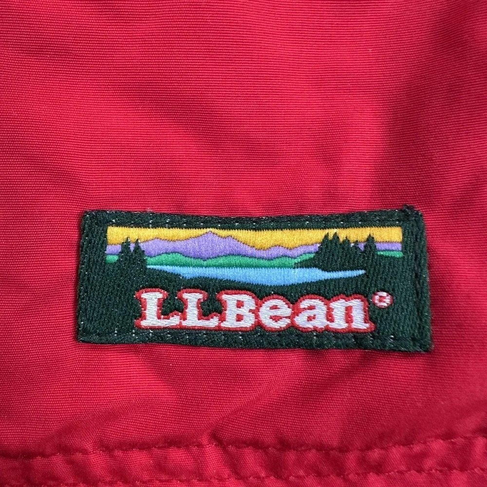 Vintage L.L.Bean Anorak Pullover Jacket Mens Large Red Nylon 1/4 Zip Hooded USA